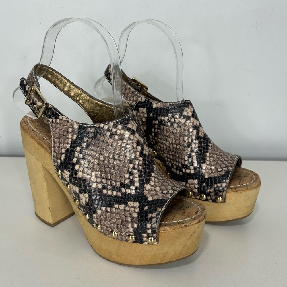 SAME EDELMAN Marley chunky heel snake print heel
